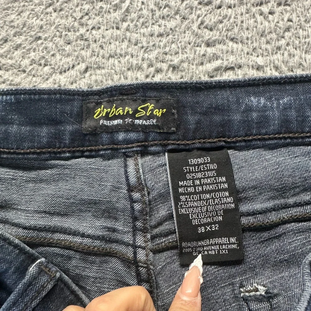 Urban Star Estilo Jeans Mens 38x32 Blue‎ Cotton Denim Straight Workwear Stretch